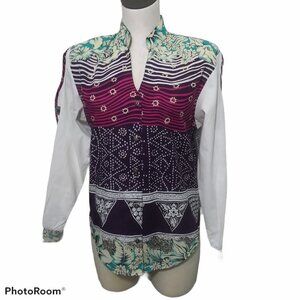 Roughrider by Circle T Vintage Western Concho Split Sleeve Shirt Purple Small